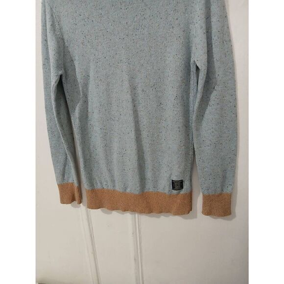 Scotch and soda womens small wool color block tan blue speckled sweater - Picture 3 of 7